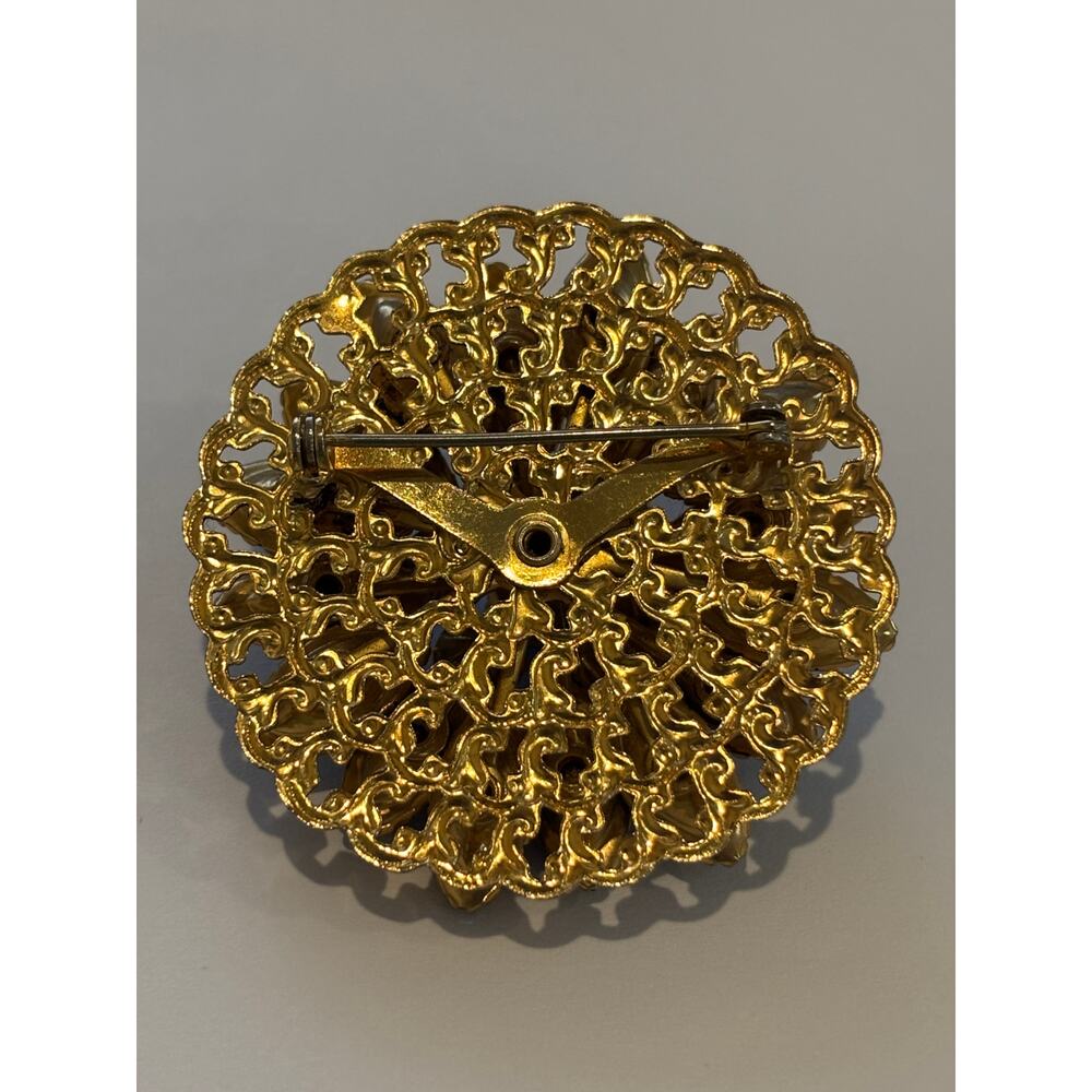 Vintage Blue Rhinestones Brooch Gold Tone Austria? - Picture 3 of 3